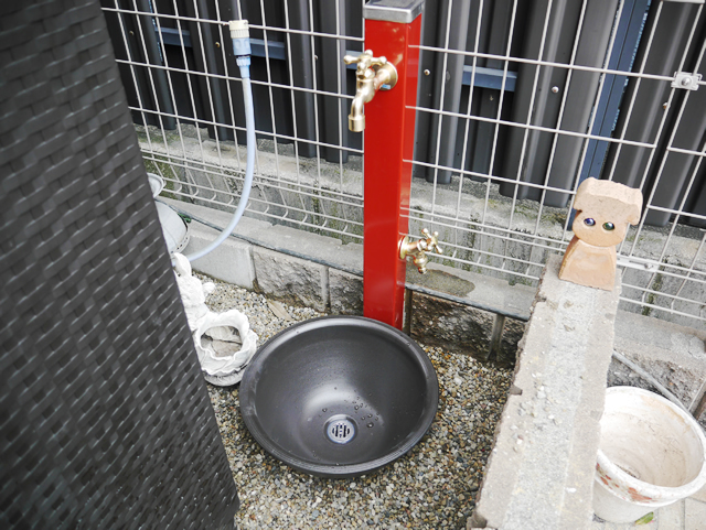 エクステリア　水栓工事　ユニソンスプレスタンド　施工例　名古屋市港区